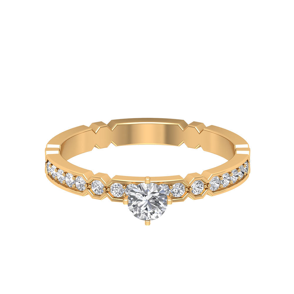 Shimmery Diamond Solitaire Engagement Ring with Side Stone