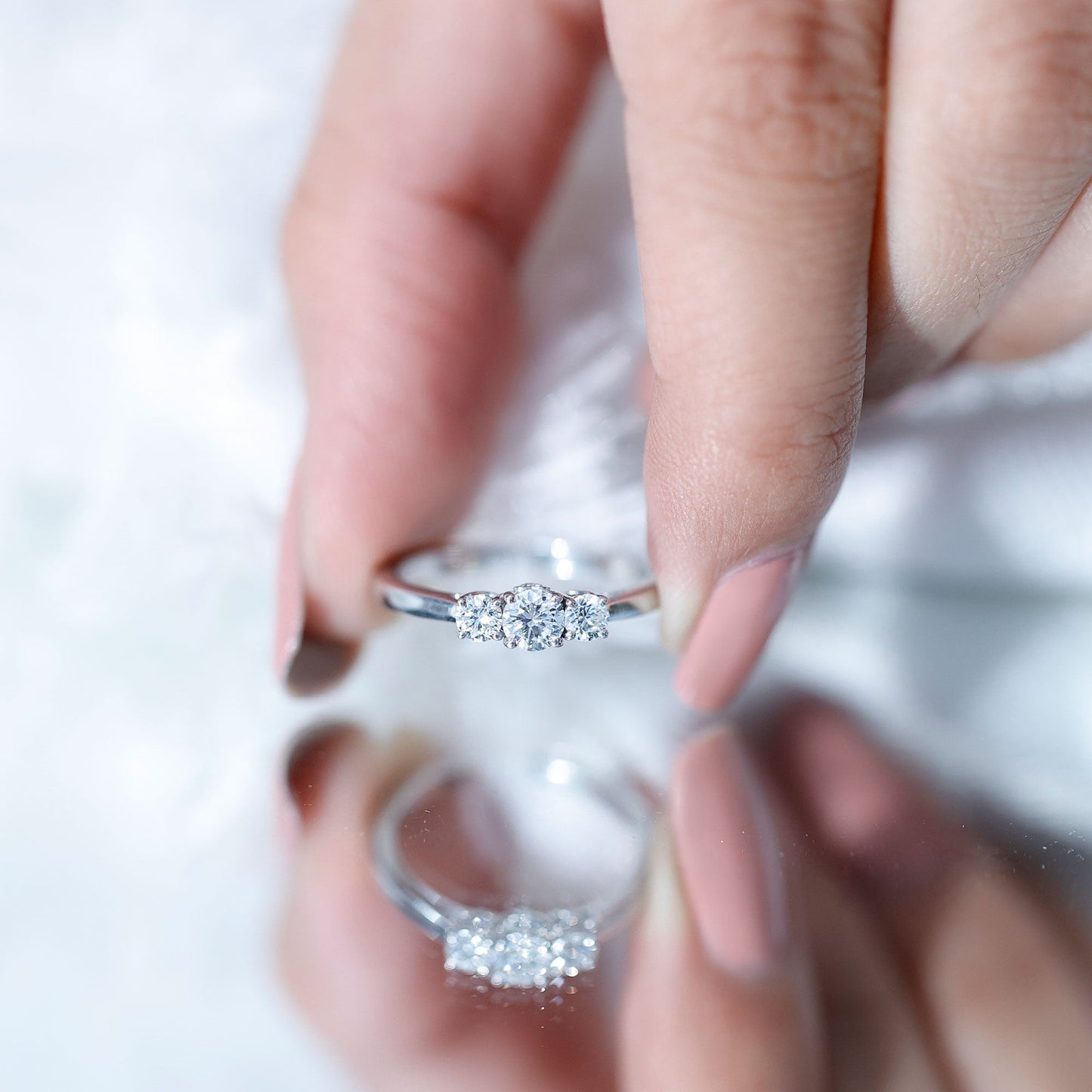 Brilliant Cut Moissanite 3 Stone Promise Ring for Women