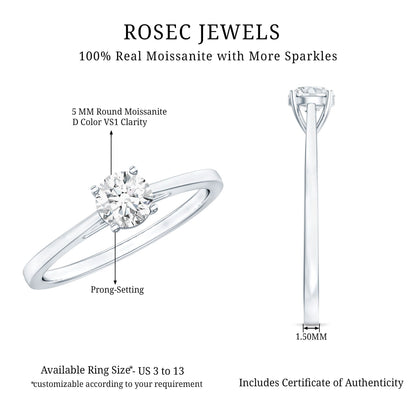 Solitaire Moissanite Promise Ring in Cathedral Shank