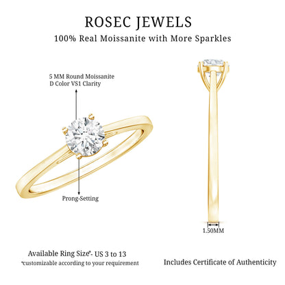 Solitaire Moissanite Promise Ring in Cathedral Shank