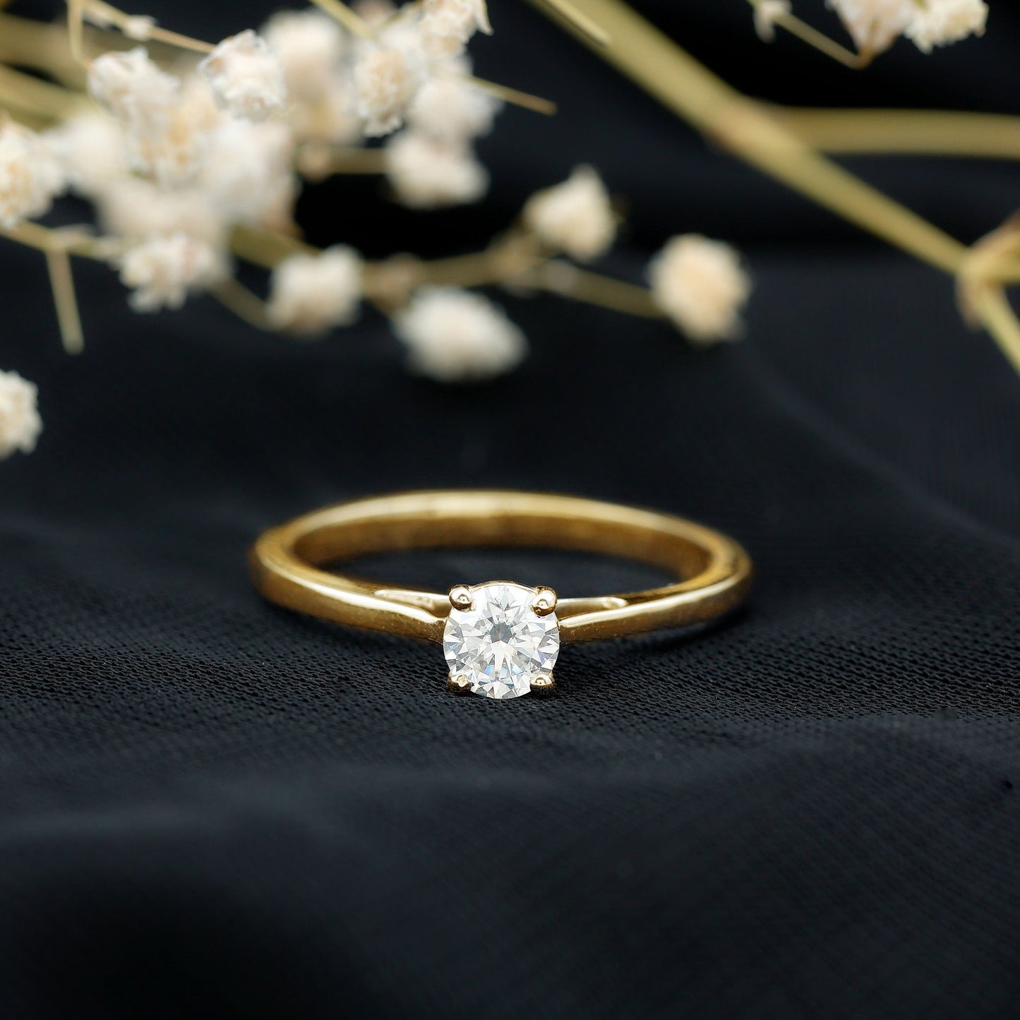 Solitaire Moissanite Promise Ring in Cathedral Shank