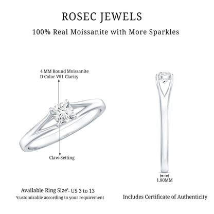 Promise Ring with Moissanite in Claw Setting