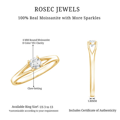 Promise Ring with Moissanite in Claw Setting