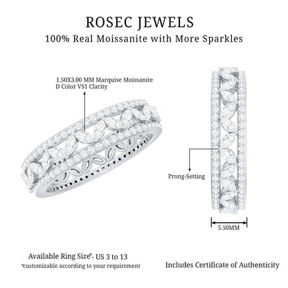 Certified Marquise Moissanite Wedding Band