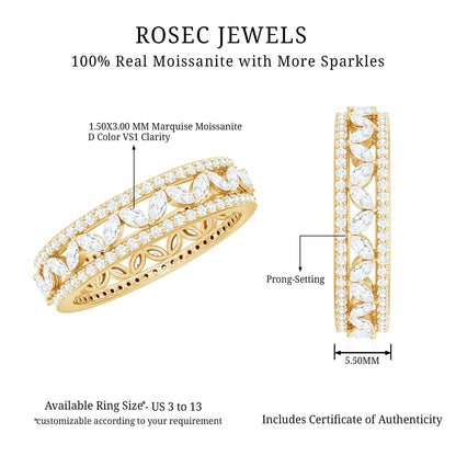 Certified Marquise Moissanite Wedding Band