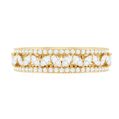 Certified Marquise Moissanite Wedding Band