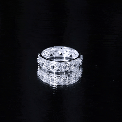 Vintage Inspired Black Spinel Celtic Knot Eternity Band Ring