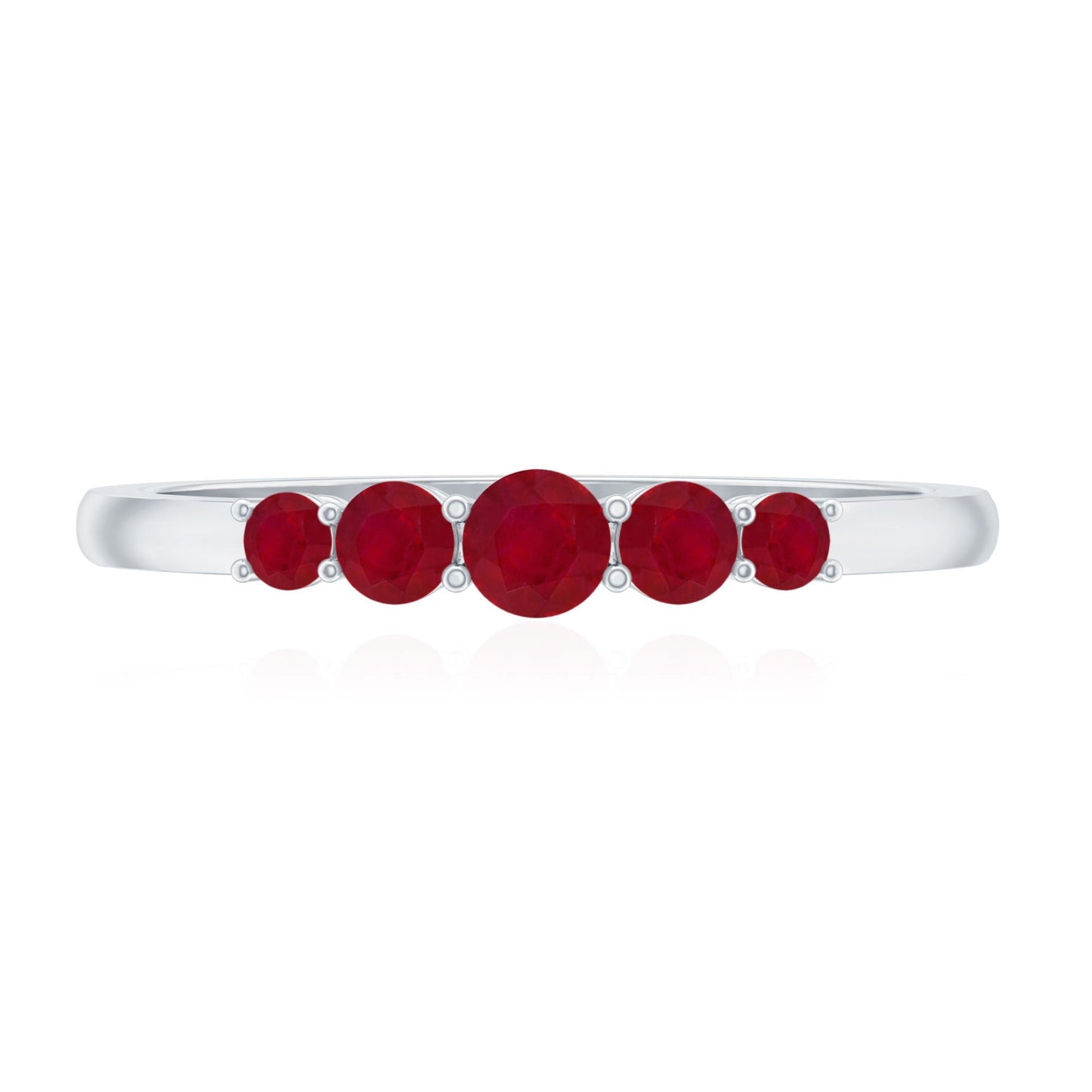 Natural July Birthstone Ruby 5 Stone Ring for Promise