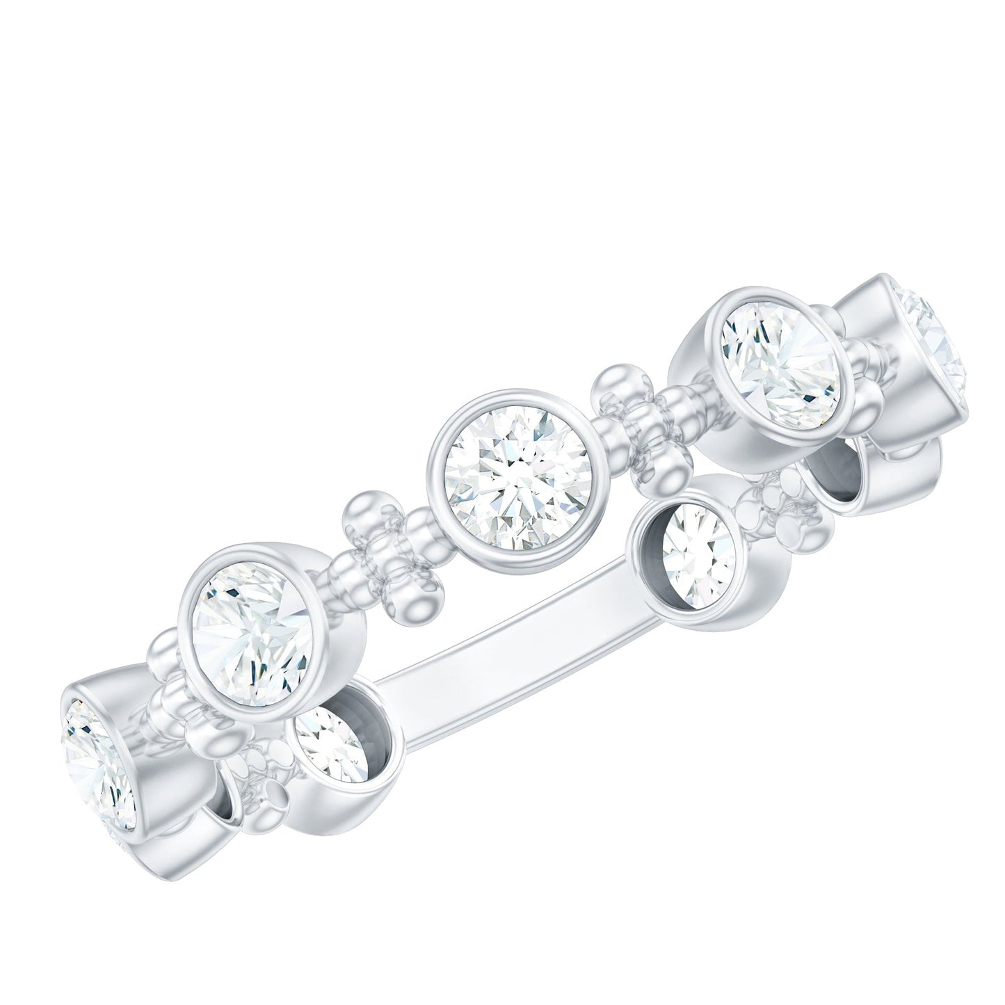 Certified Moissanite Stackable Wedding Band in Bezel Setting