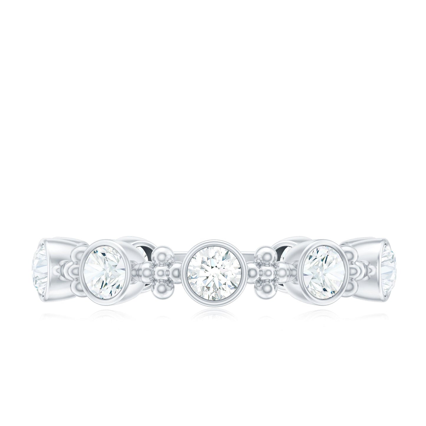 Certified Moissanite Stackable Wedding Band in Bezel Setting