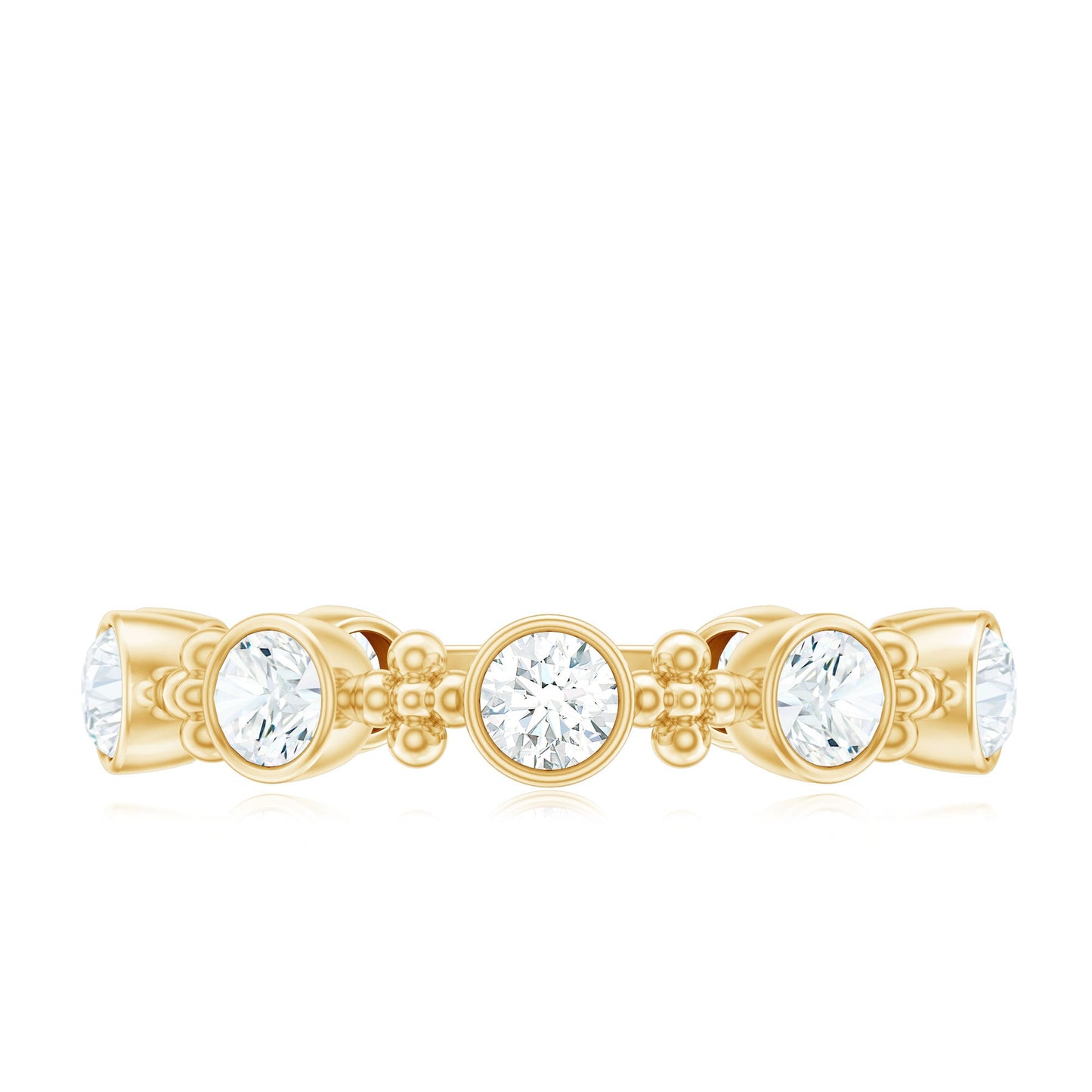 Certified Moissanite Stackable Wedding Band in Bezel Setting