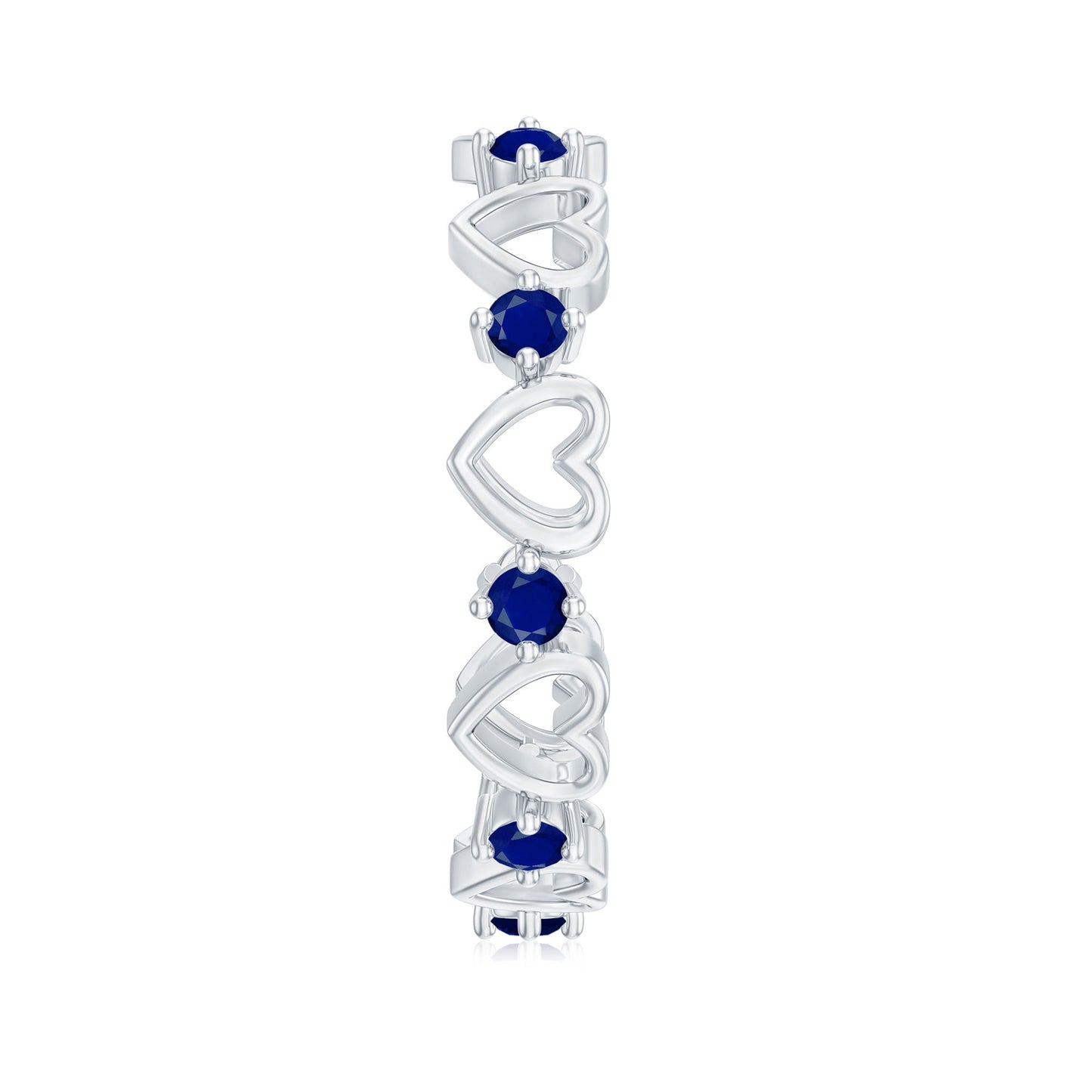 Blue Sapphire Open Heart Wedding Band Ring