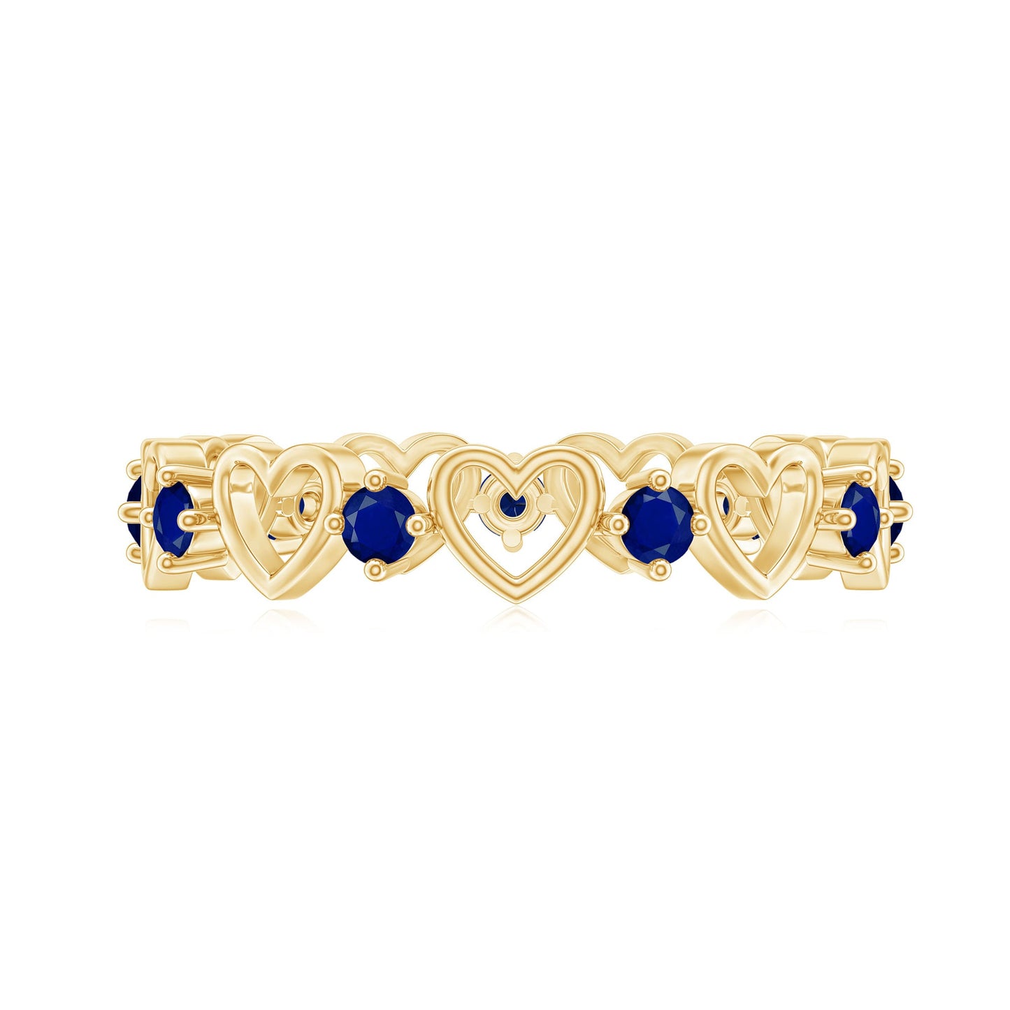 Blue Sapphire Open Heart Wedding Band Ring