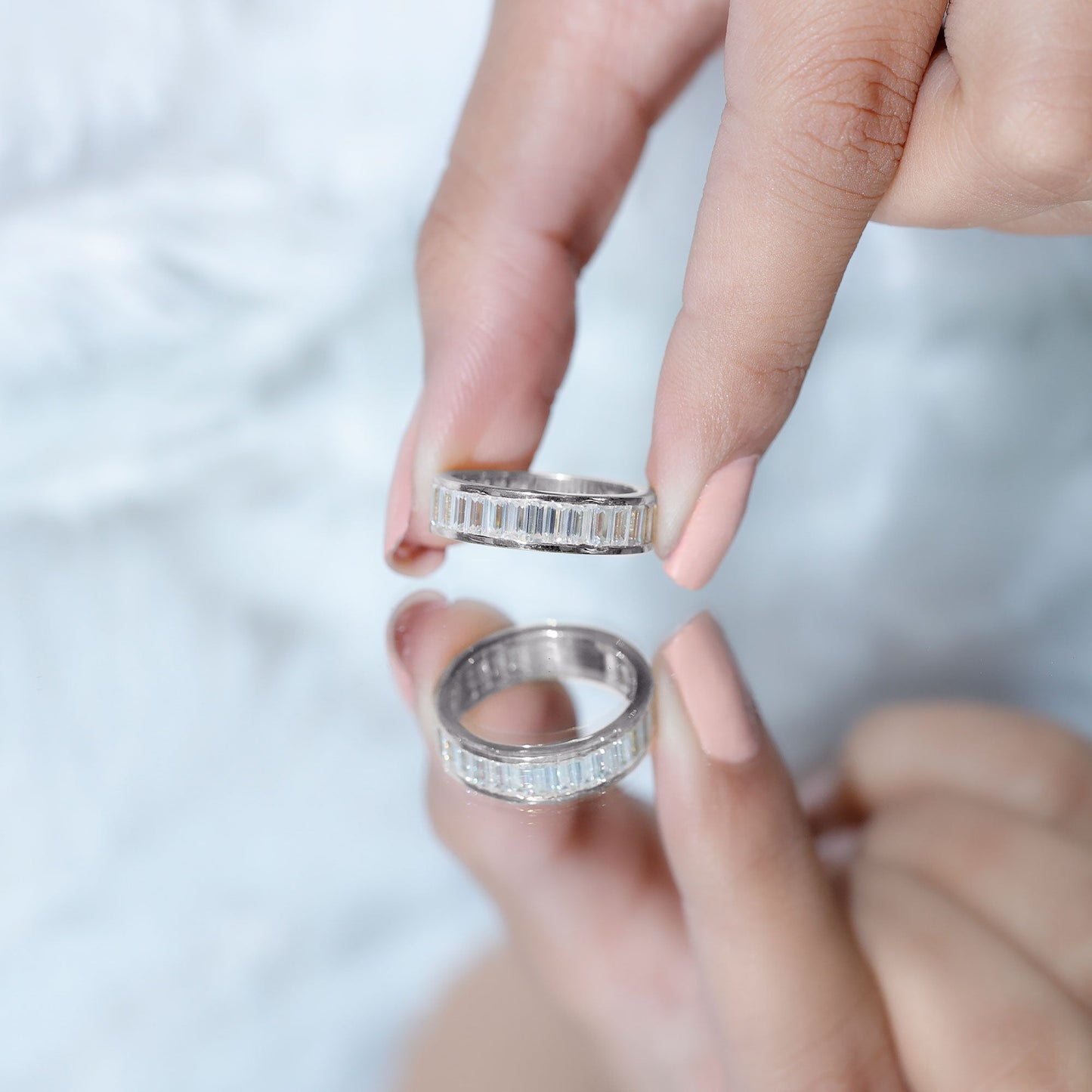 Certified Moissanite Channel Set Eternity Band