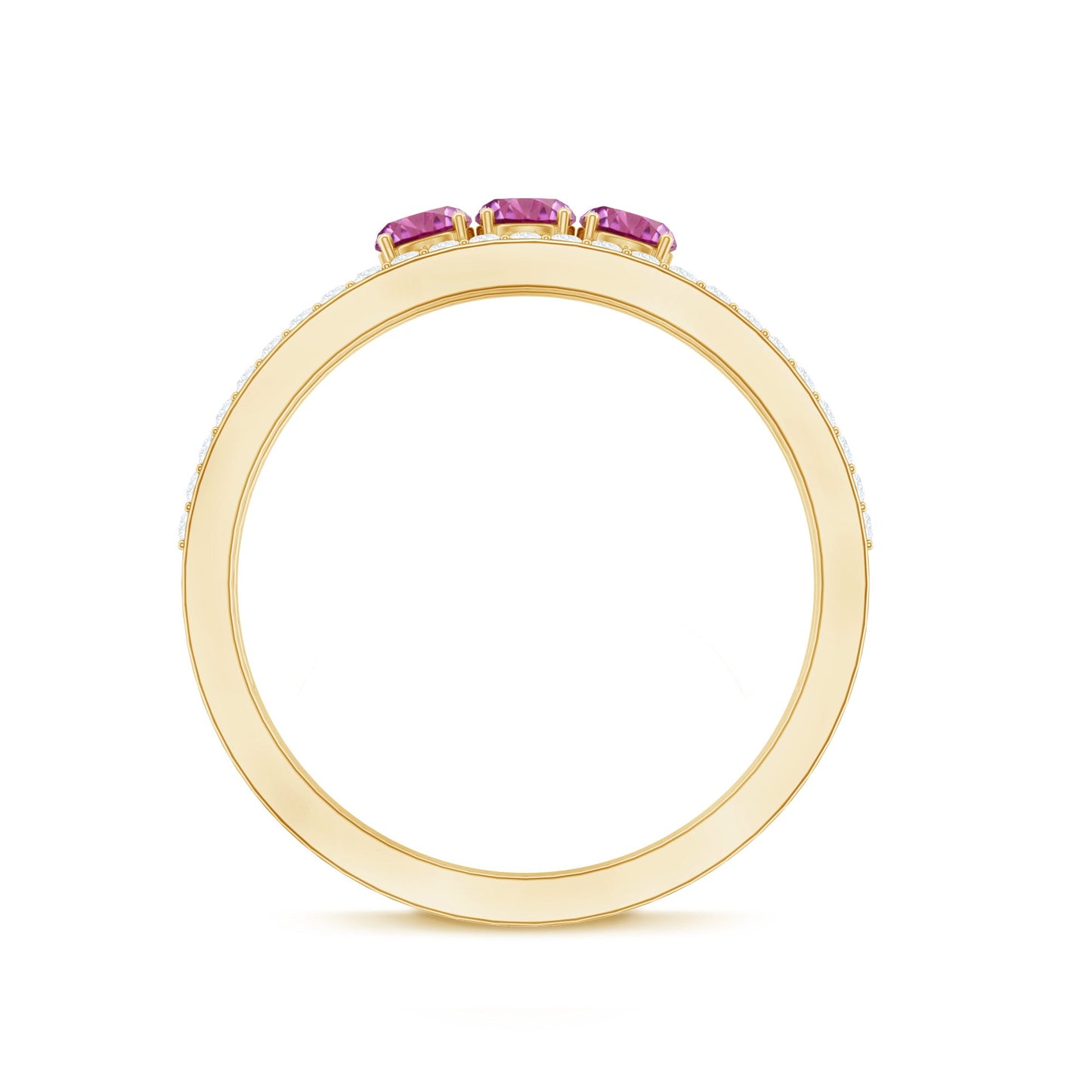 Pink Tourmaline and Diamond Anniversary Ring in Split Shank
