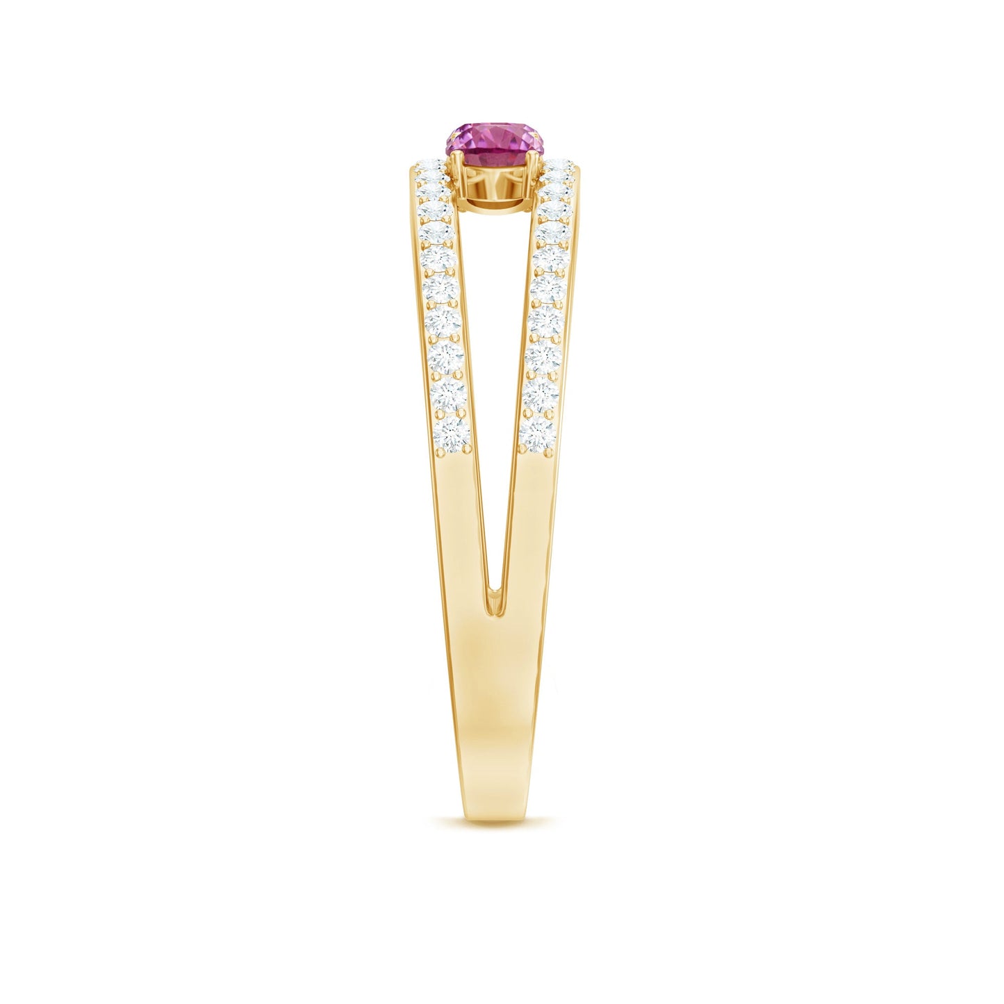 Pink Tourmaline and Diamond Anniversary Ring in Split Shank
