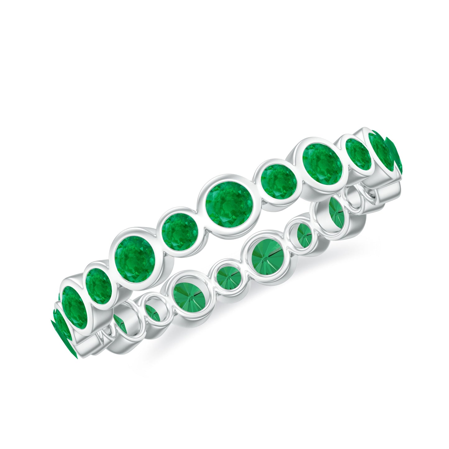 Emerald Full Eternity Band Ring in Bezel Setting