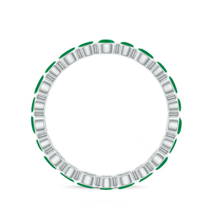 Emerald Full Eternity Band Ring in Bezel Setting
