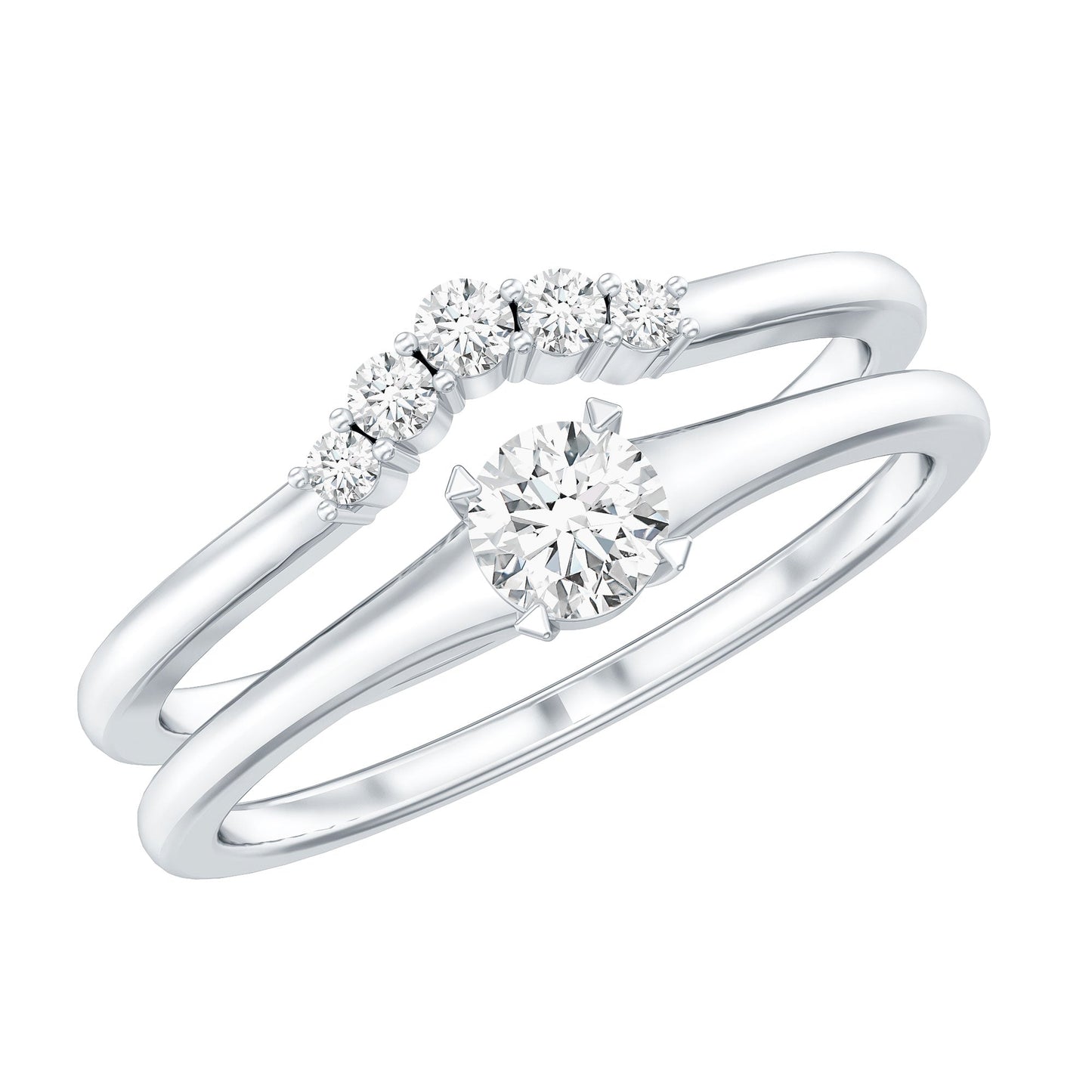 Real Diamond Minimal Wedding Ring Set