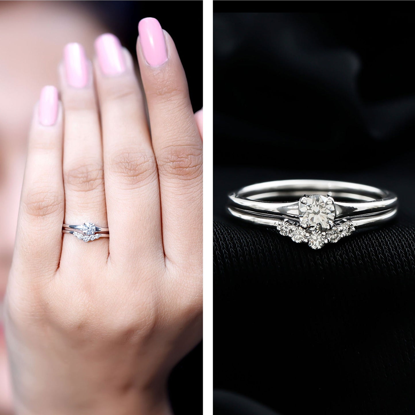 Real Diamond Minimal Wedding Ring Set