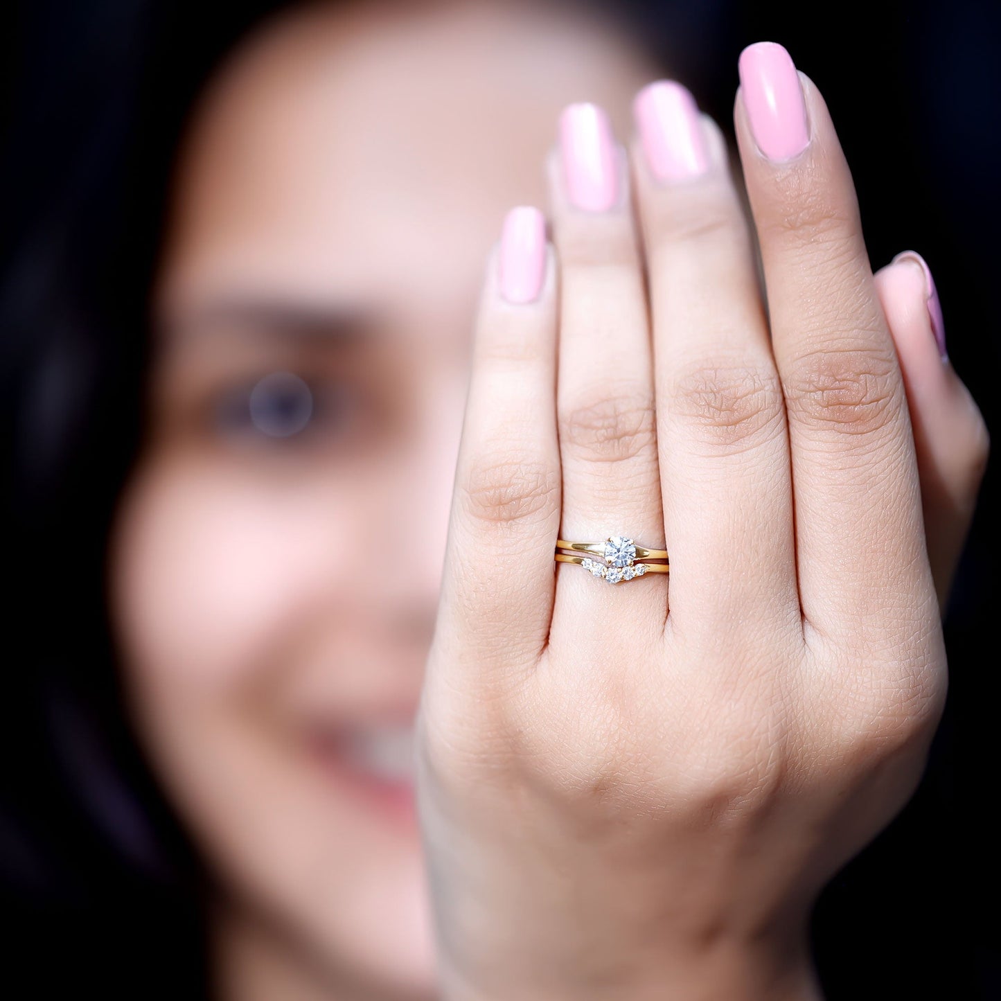 Real Diamond Minimal Wedding Ring Set