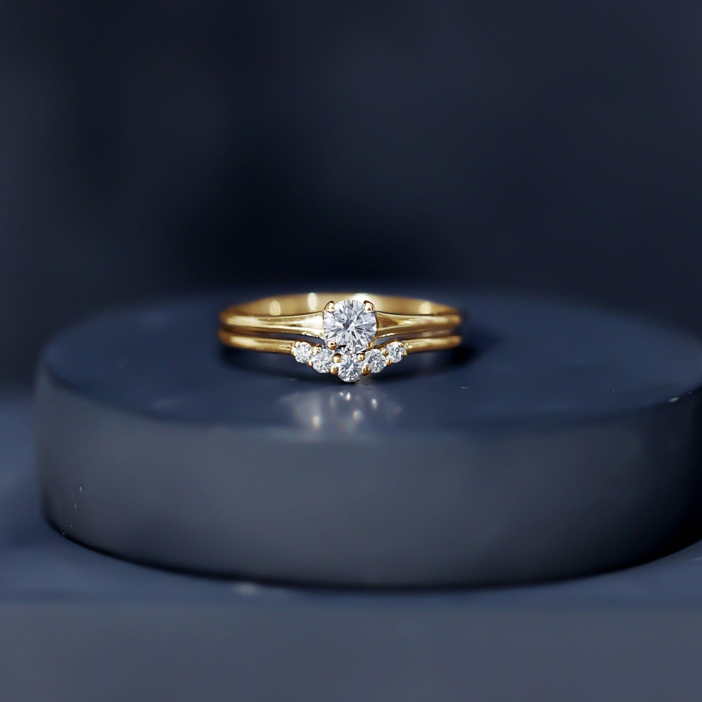 Real Diamond Minimal Wedding Ring Set