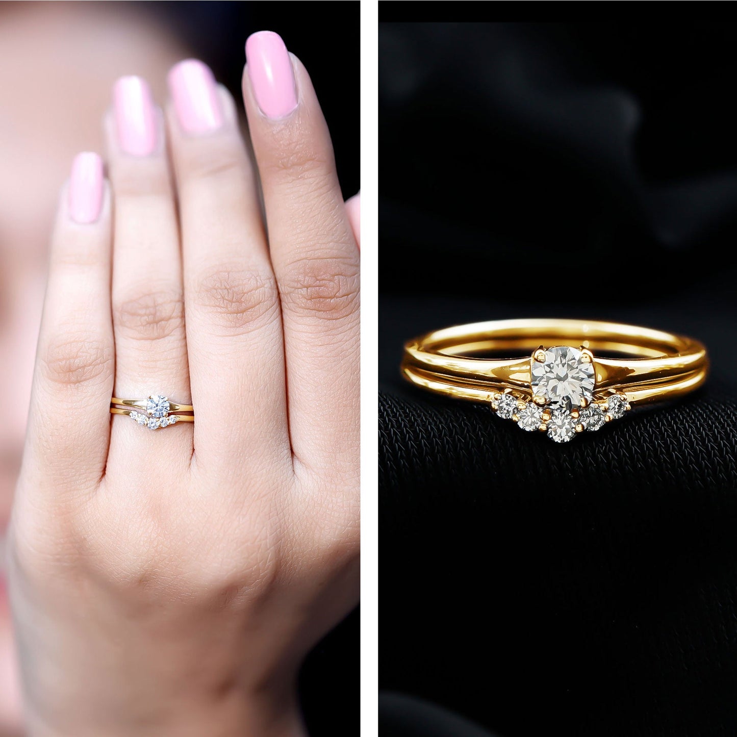 Real Diamond Minimal Wedding Ring Set