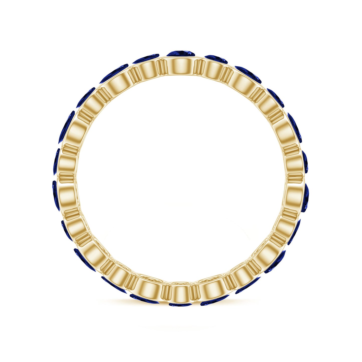Bezel Set Round Created Blue Sapphire Unique Full Eternity Ring