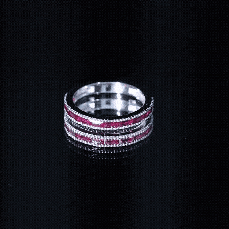 Natural Baguette Ruby Half Eternity Ring for Women