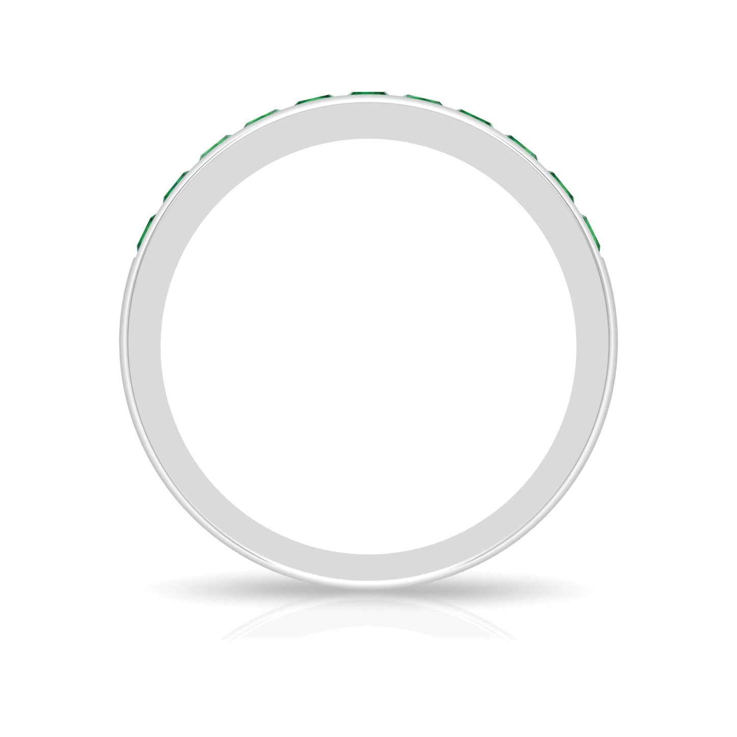 Channel Set Princess Cut Lab Grown Emerald Half Eternity Band with Certificate