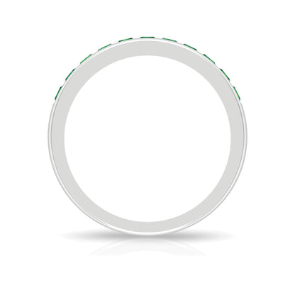 Channel Set Princess Cut Lab Grown Emerald Half Eternity Band with Certificate