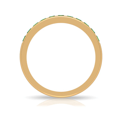 Channel Set Princess Cut Lab Grown Emerald Half Eternity Band with Certificate