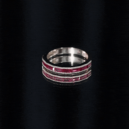 Minimalist Baguette Cut Lab Created Ruby Eternity Ring in Channel Setting