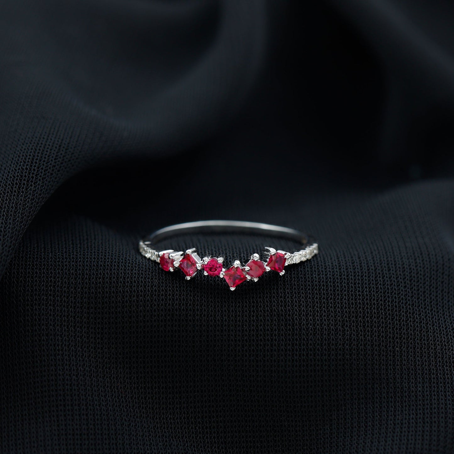 Lab Grown Ruby and Diamond Half Eternity Ring