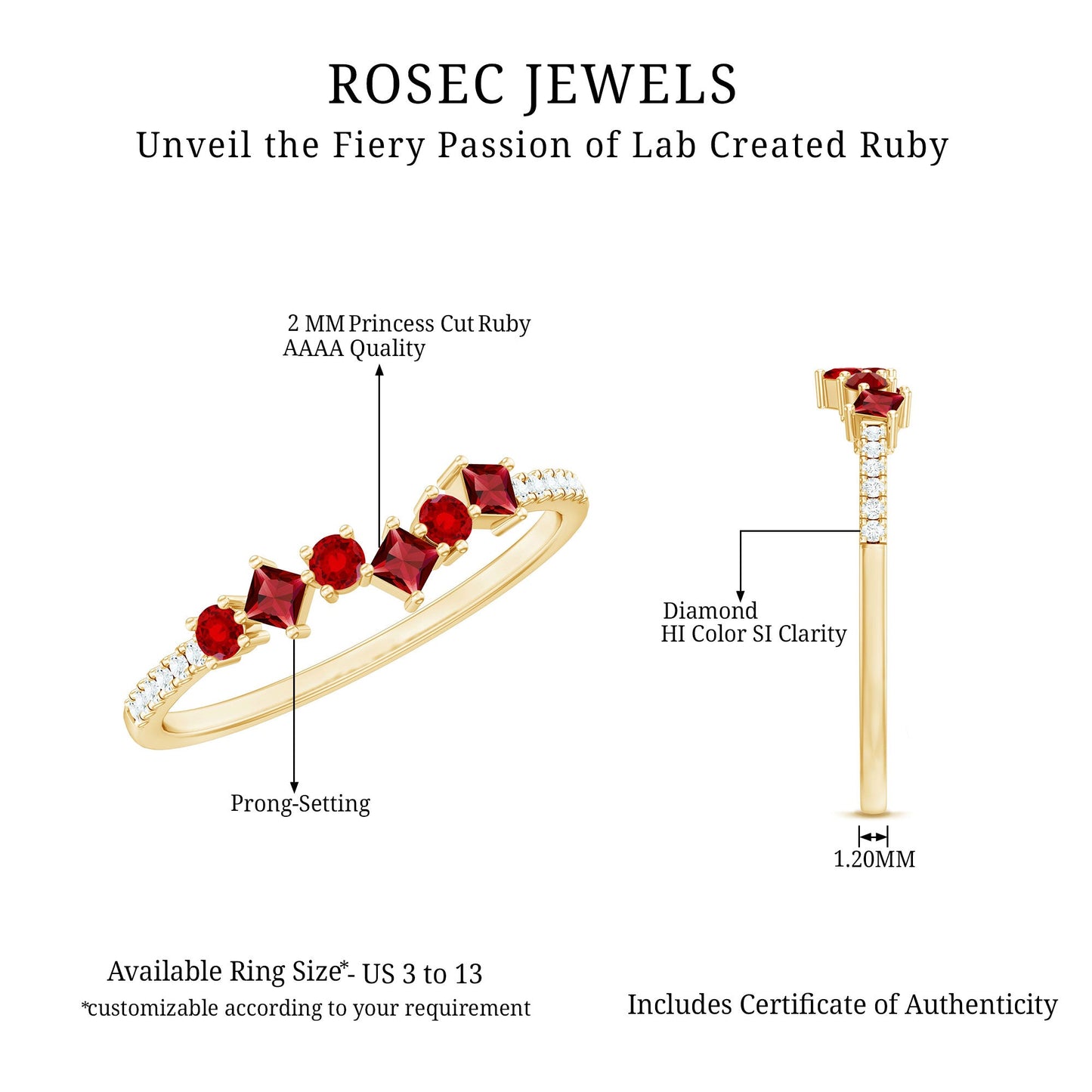 Lab Grown Ruby and Diamond Half Eternity Ring