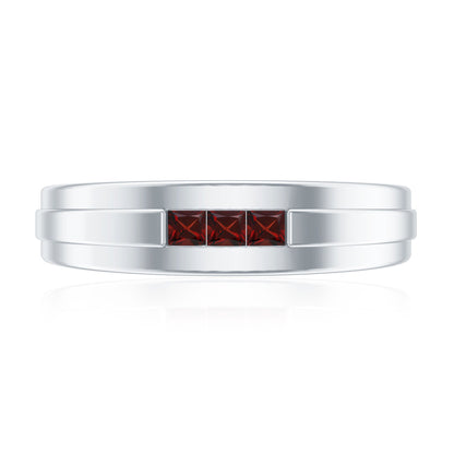 Classic Princess Cut Garnet Wedding Band with Certificate