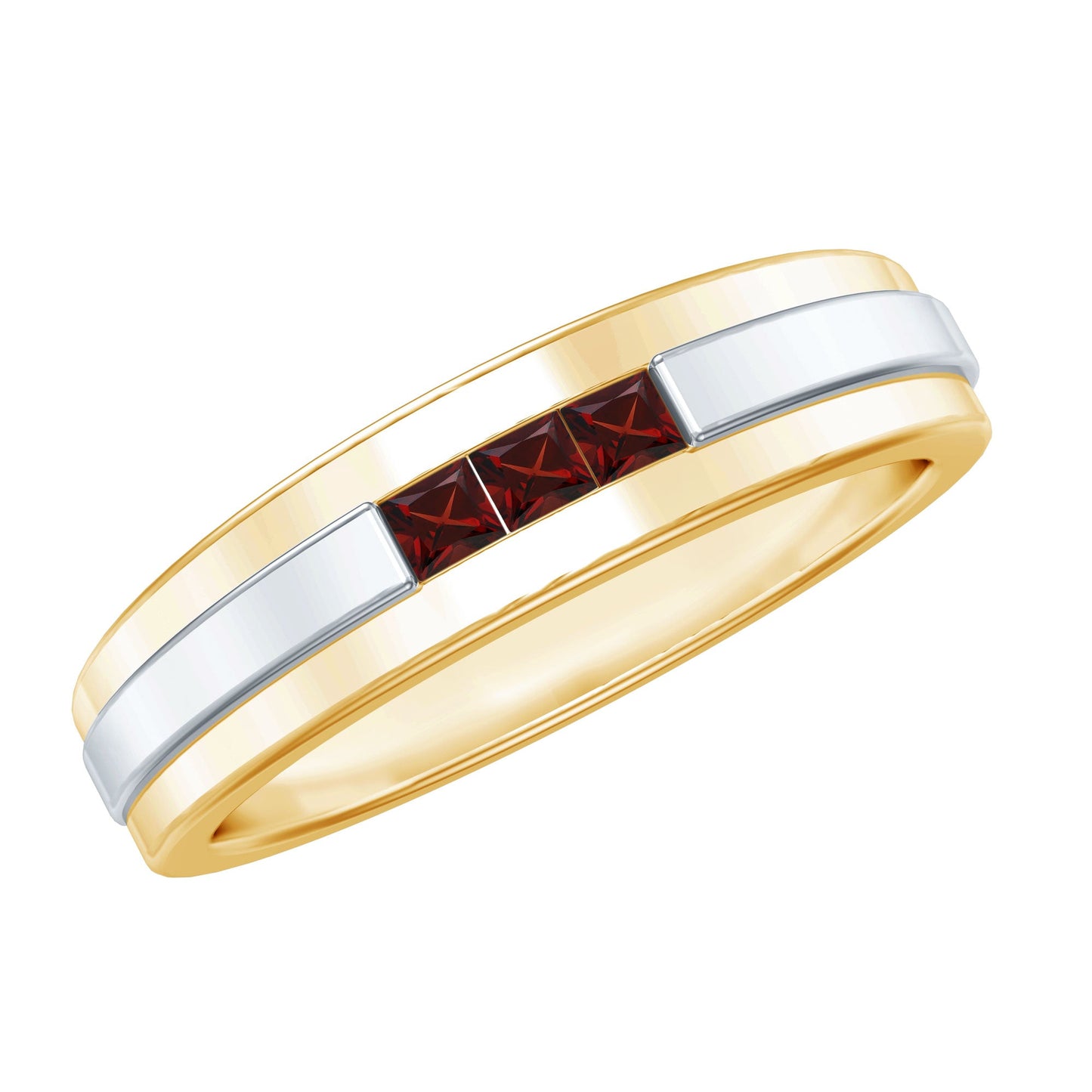 Classic Princess Cut Garnet Wedding Band with Certificate