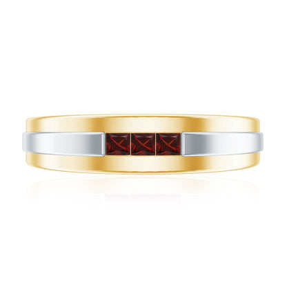 Classic Princess Cut Garnet Wedding Band with Certificate