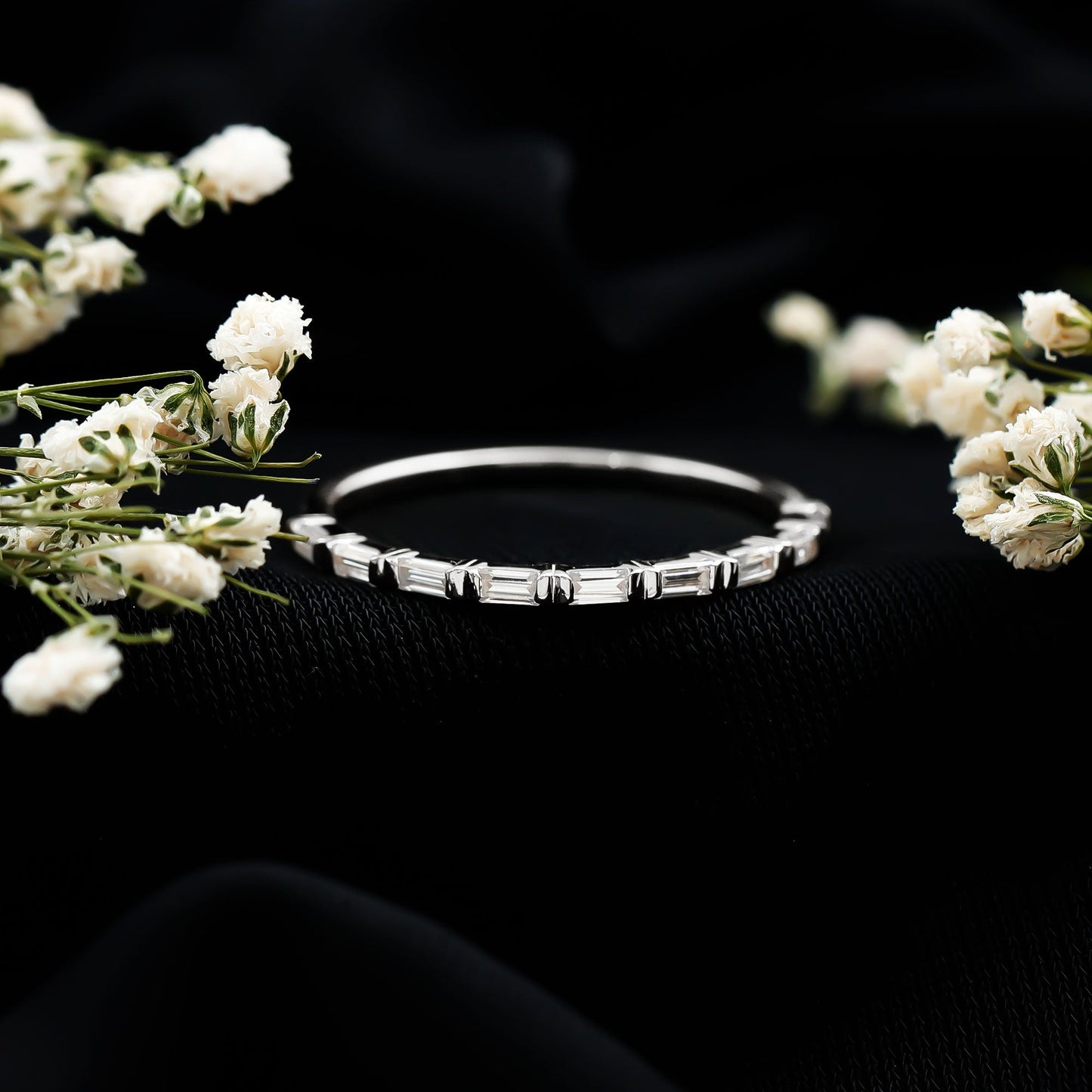 Bar Set Moissanite Eternity East West Ring