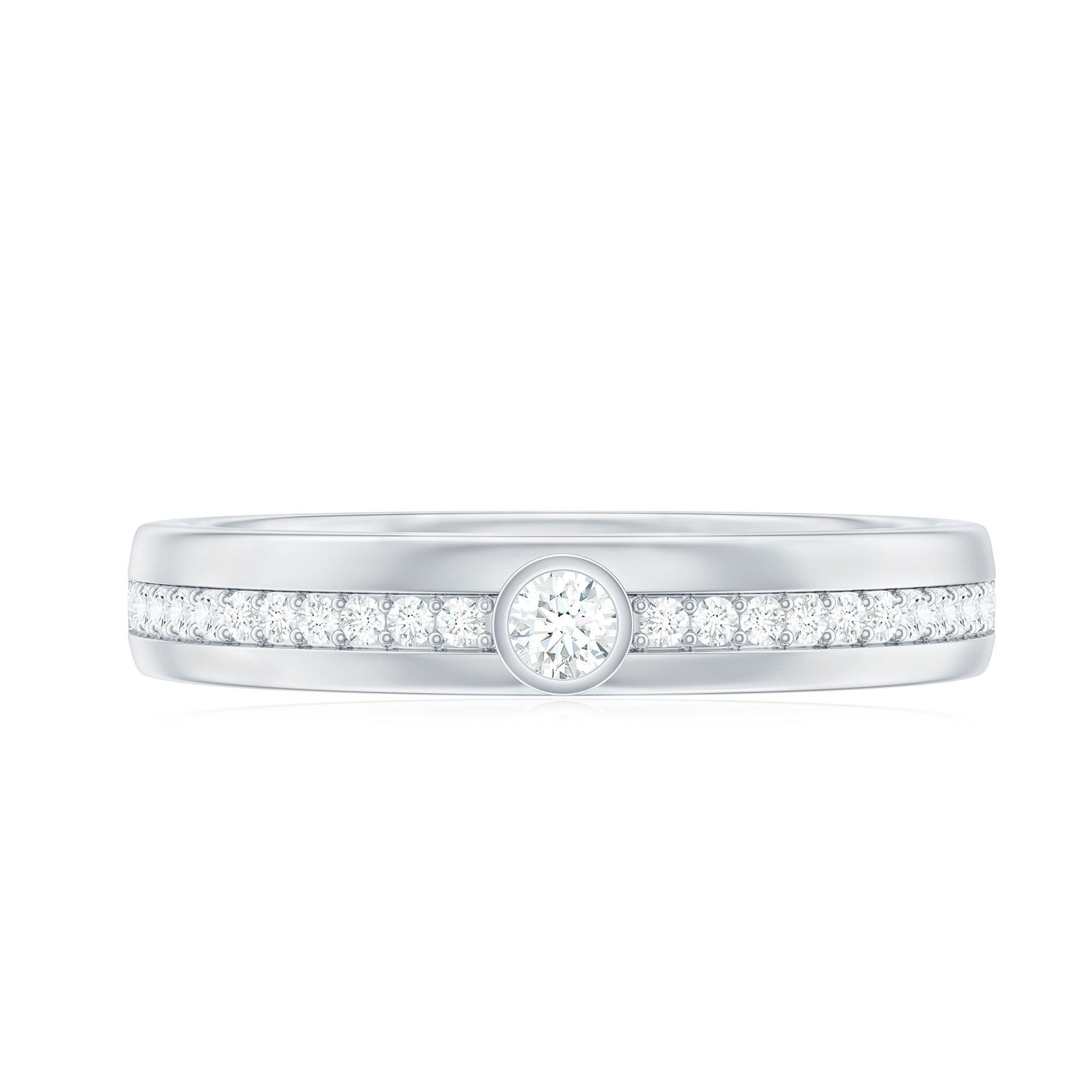 Bezel Set Moissanite Unisex Wedding Band Ring