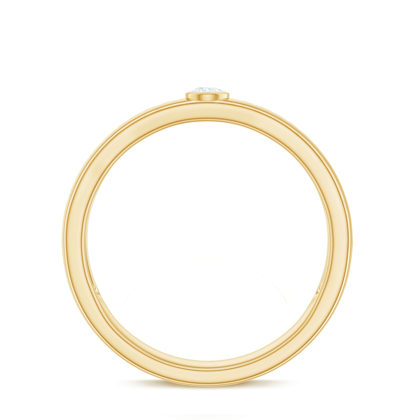 Bezel Set Moissanite Unisex Wedding Band Ring