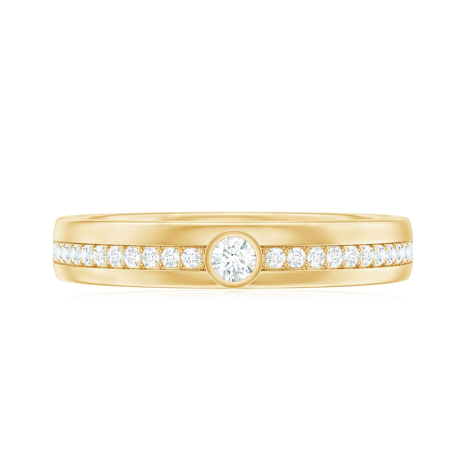 Bezel Set Moissanite Unisex Wedding Band Ring