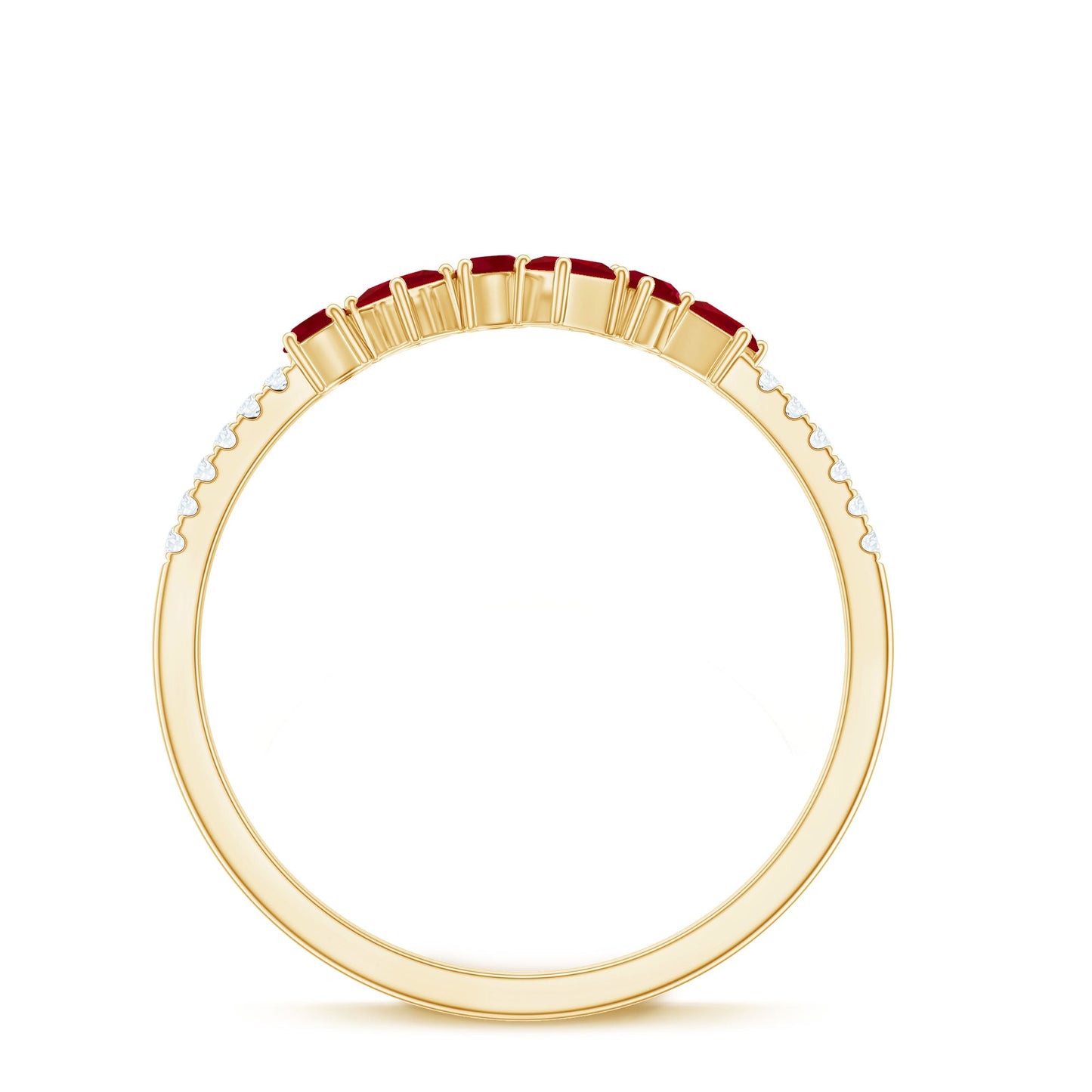 Minimal Ruby Half Eternity Ring with Diamond