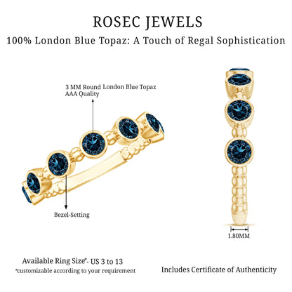 Bezel Set London Blue Topaz Semi Eternity Band