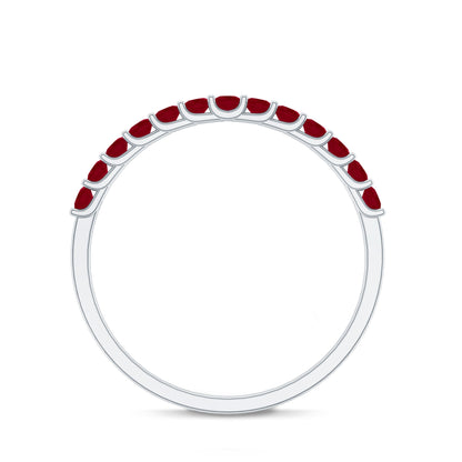 Genuine Ruby Half Eternity Stackable Ring for Women