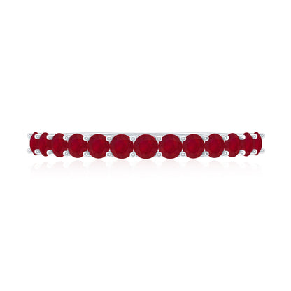 Genuine Ruby Half Eternity Stackable Ring for Women