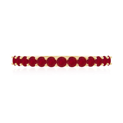 Genuine Ruby Half Eternity Stackable Ring for Women