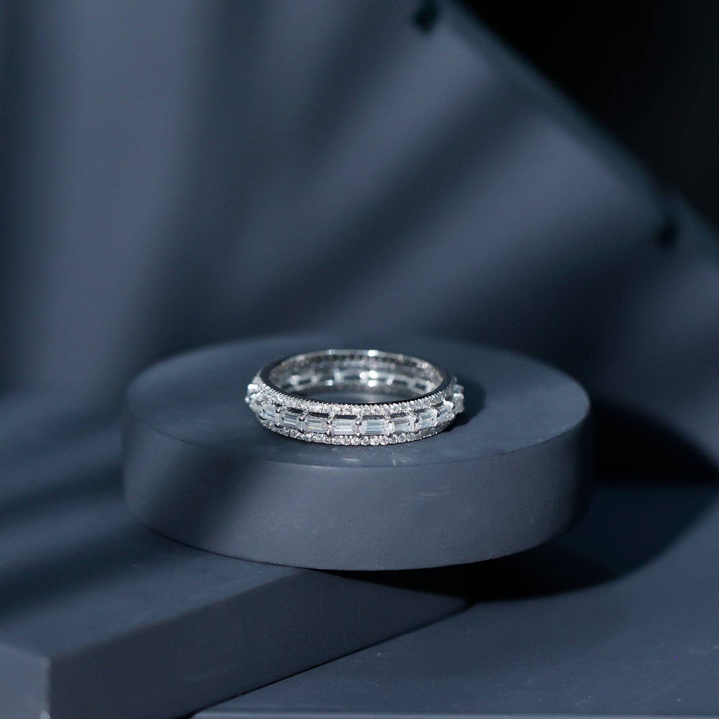 Certified Baguette Moissanite Eternity Wedding Band for Women
