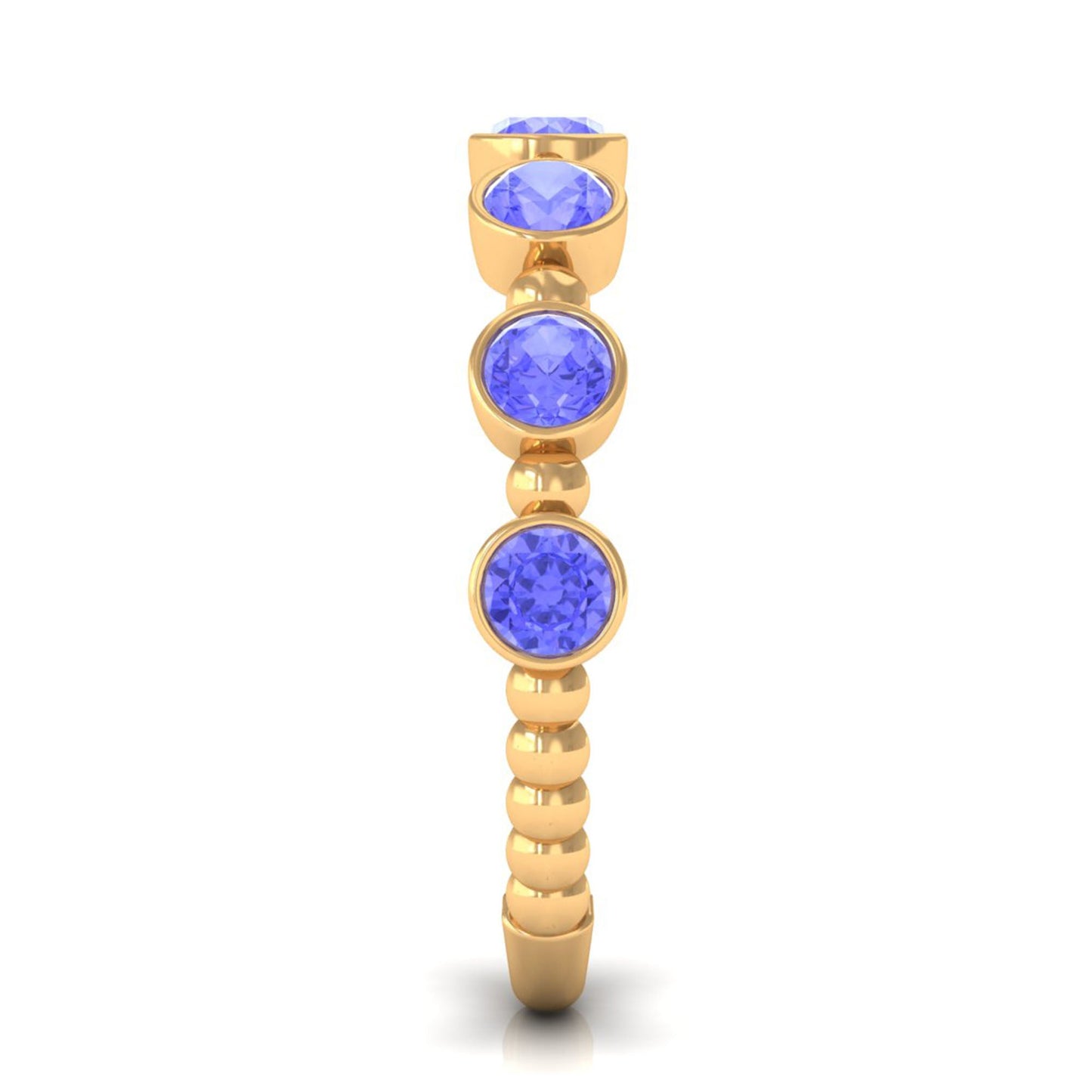 Natural Tanzanite Half Eternity Ring in Bezel Setting