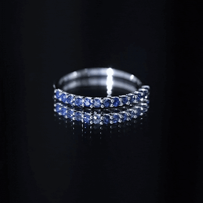 Natural Blue Sapphire Half Eternity Ring for Women